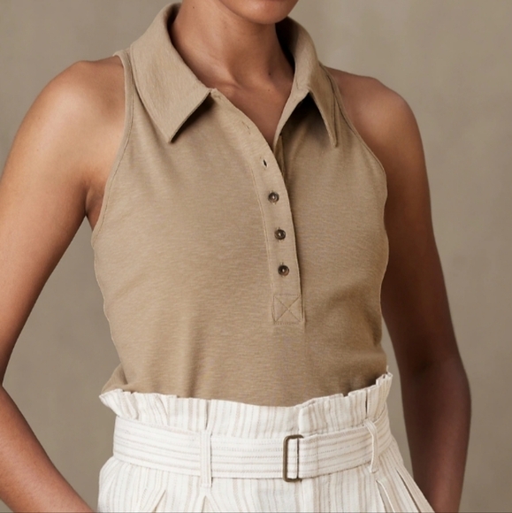 BANANA REPUBLIC SLUB RIBBED POLO TANK - Picture 4 of 8